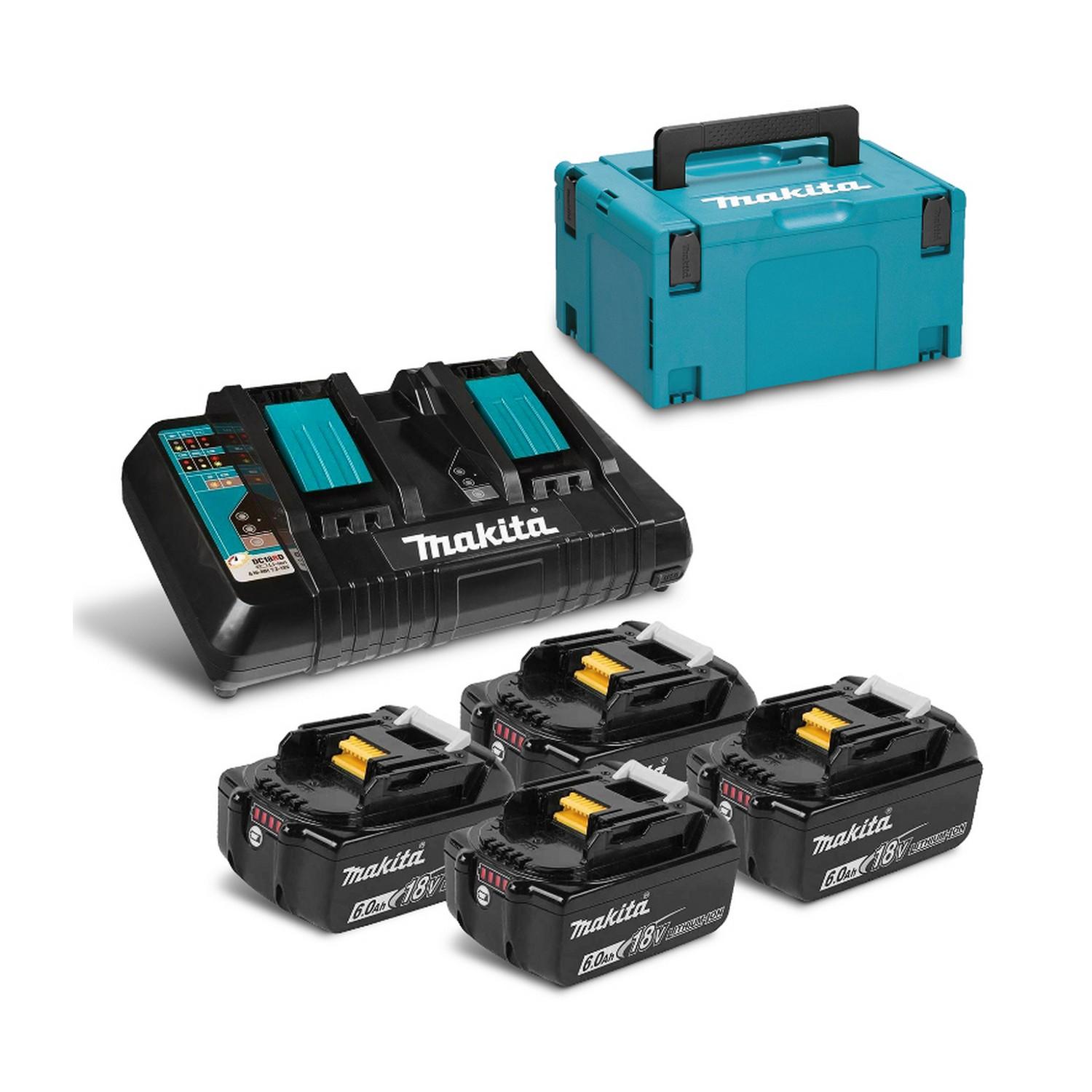 Комплект батерии и зарядно Makita BL1860 Set – 18 V, 4×6,0 Ah