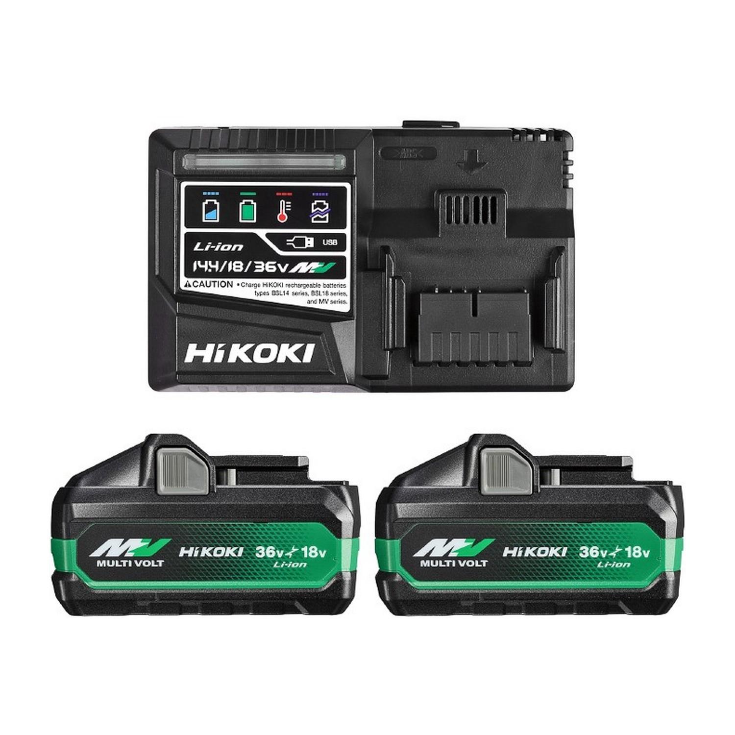 Комплект батерии и зарядно устройство HiKOKI UC18YSL3-WHZ – 36/18 V, 2.5/5 Ah, 2 бр.