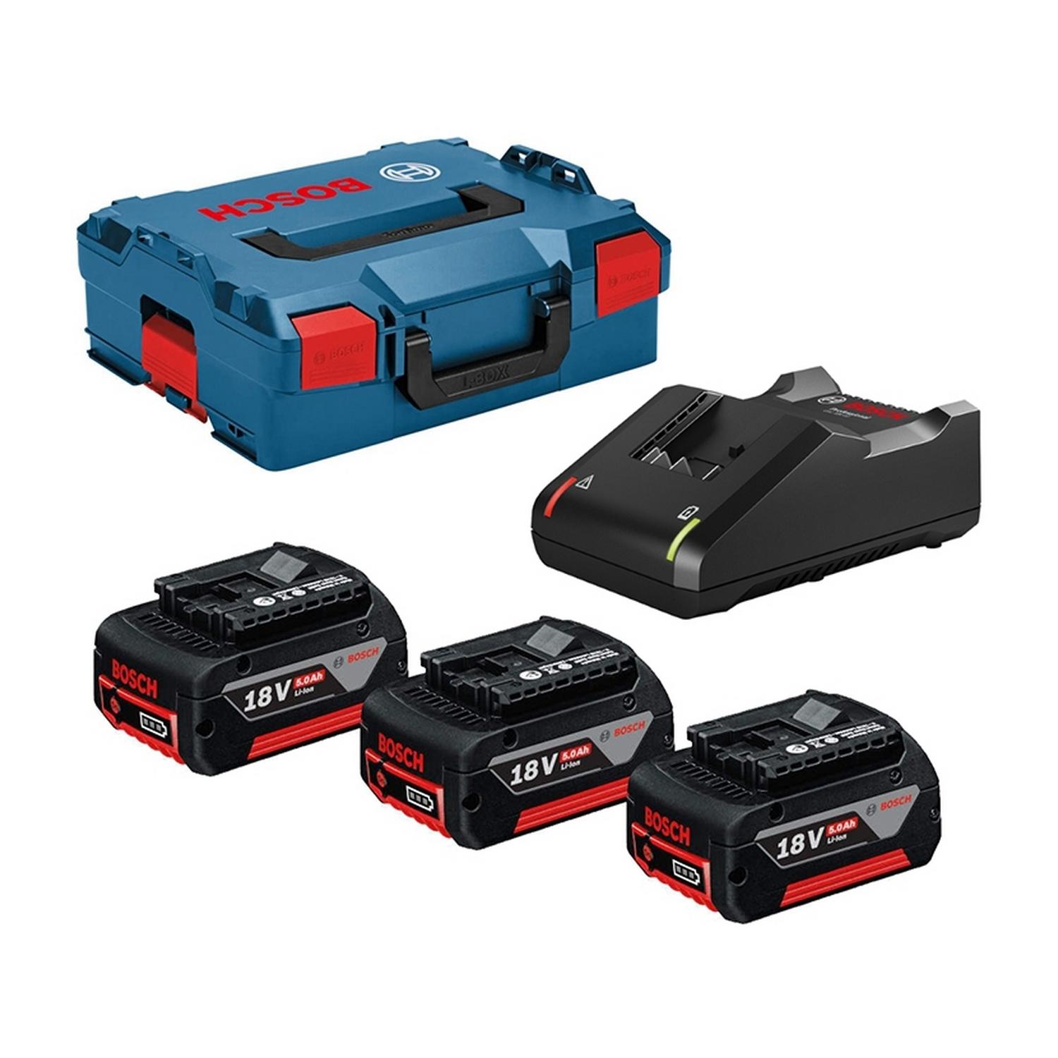 Комплект акумулаторна батерия със зарядно устройство Bosch, 0615990L3T - 18 V, 5 Ah, 3 бр.