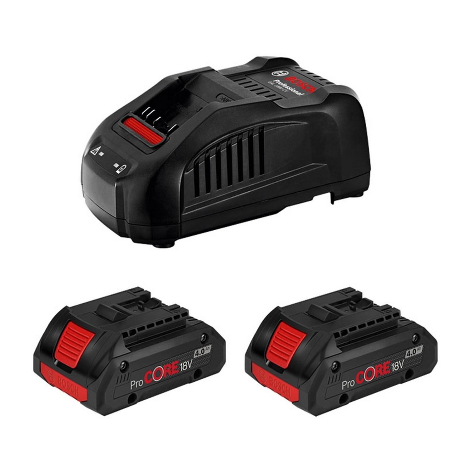 Комплект акумулаторна батерия със зарядно устройство Bosch, 1600A016GF - 18 V, 4 Ah, 2 бр.