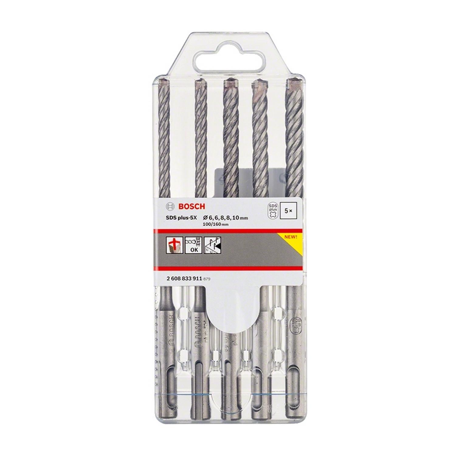 Свредло за армиран бетон с SDS-Plus Bosch с SDS-Plus-5X, 2608833911 - ф 6-10 mm, 5 бр.