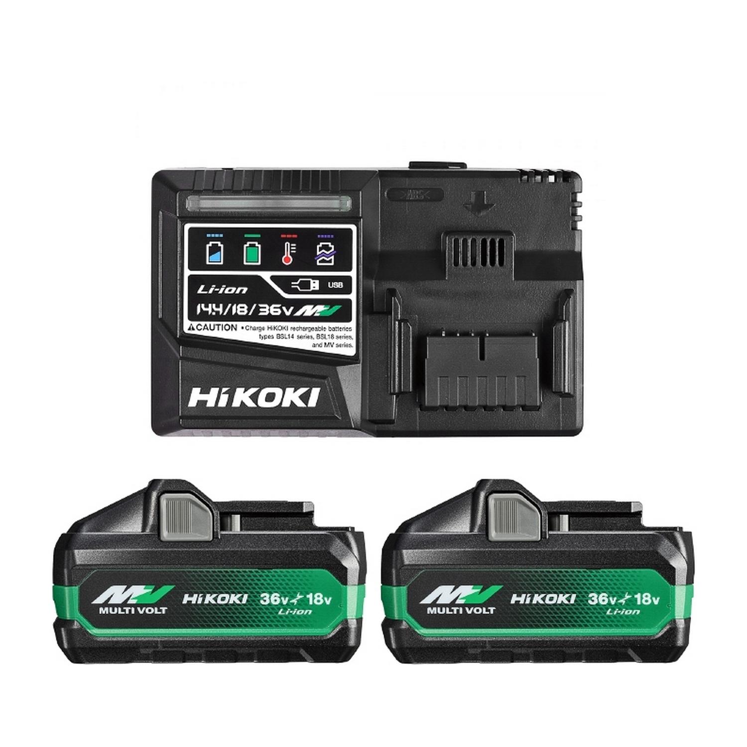 Комплект акумулаторни батерии и зарядно устройство HiKOKI UC18YSL3-WJZ – 36/18 V, 4/8 Ah, 2 бр.