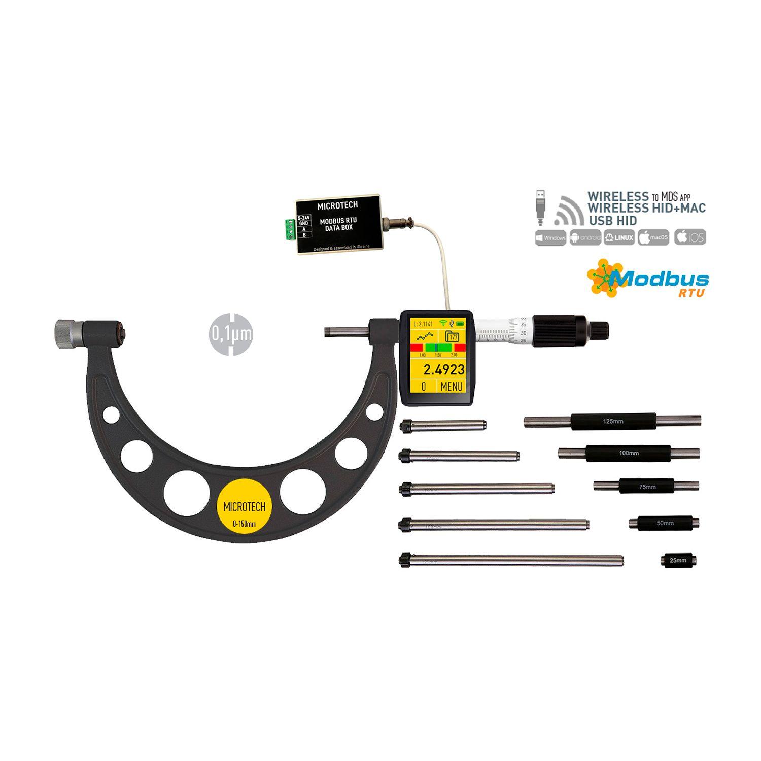 Дигитален микрометър Microtech Modbus DataMet 0-150 мм, наковални