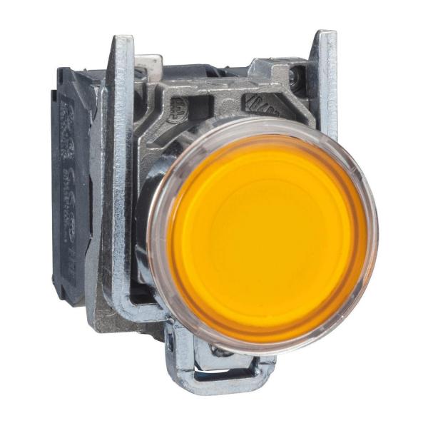 Светещ LED оранжев бутон с връщане без надписи Schneider XB4BW35M5, 1НО+1НЗ