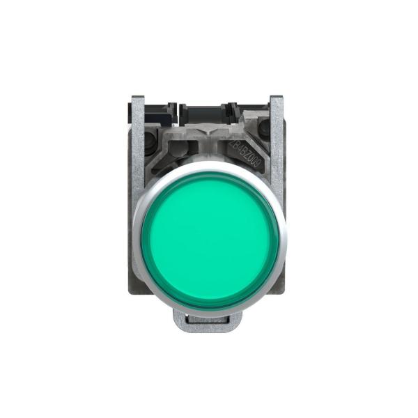 Светещ LED зелен бутон с връщане без надписи Schneider XB4BW33M5, 1НО+1НЗ
