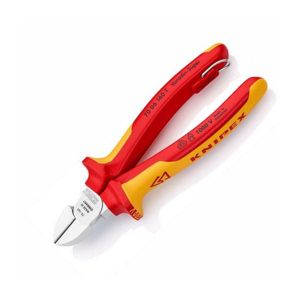 Клещи резачки с изолация и опция за закачване Knipex 70 06 160 T - 1000 V VDE, 160 mm, ф 4 mm