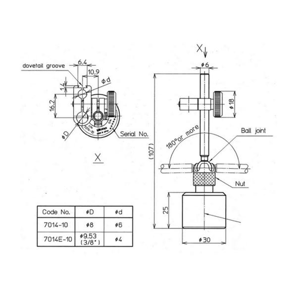 Индикаторен тестов часовник с магнитна стойка Mitutoyo 513-908-10E – 0.8 мм, 0.01 мм