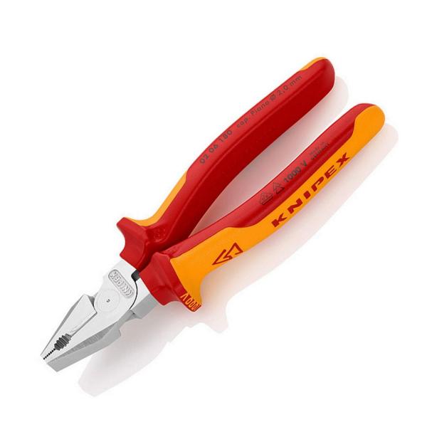 Усилени комбинирани клещи с изолация 1000 V VDE Knipex 02 06 200 - 200 mm, ф 2.8 mm