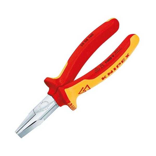 Плоскоусти прави клещи с изолация 1000 V VDE Knipex 20 06 160 - 160 mm