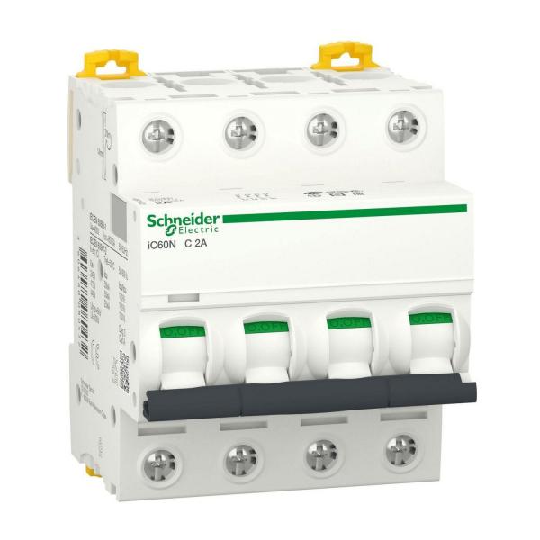 Автоматичен прекъсвач Schneider Acti9 iC60N, C 6kA, 4P, 2A