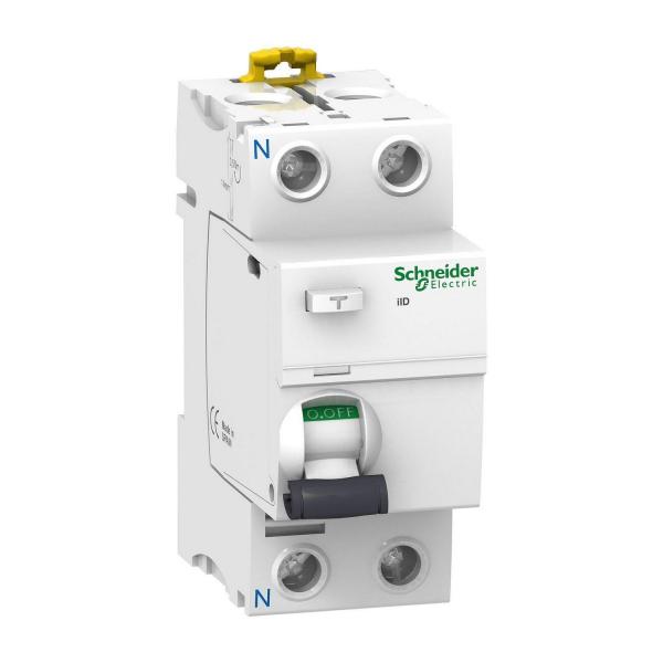 Дефектнотокова защита Schneider Acti9 iID, 2P, 30mA, AC, 10kA, 80A
