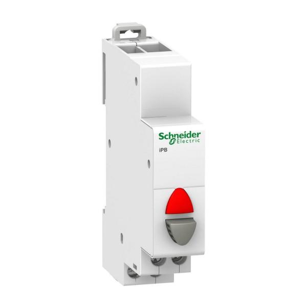 Единичен сиво+червено бутон с индикатор Schneider Acti 9 iPB, 1NC 110-230V AC 