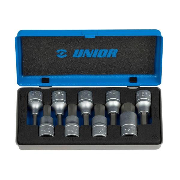 Комплект вложки в метална кутия Unior 192/12, 607064 - 1/2 inch, HX5-17 mm, 9 бр.