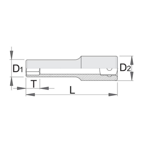 Удължена вложка 6-стенна Unior 238/1 L 6p - 3/8 inch, 15 mm