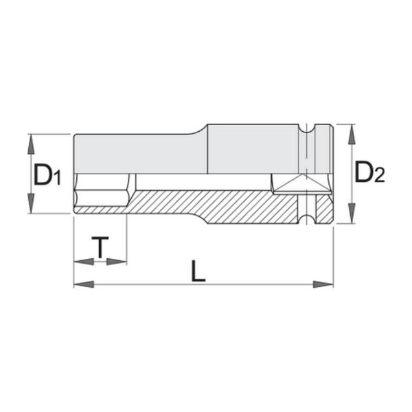 Ударна удължена вложка 6-стенна Unior 233/4L 6p - 1 inch, 38 mm