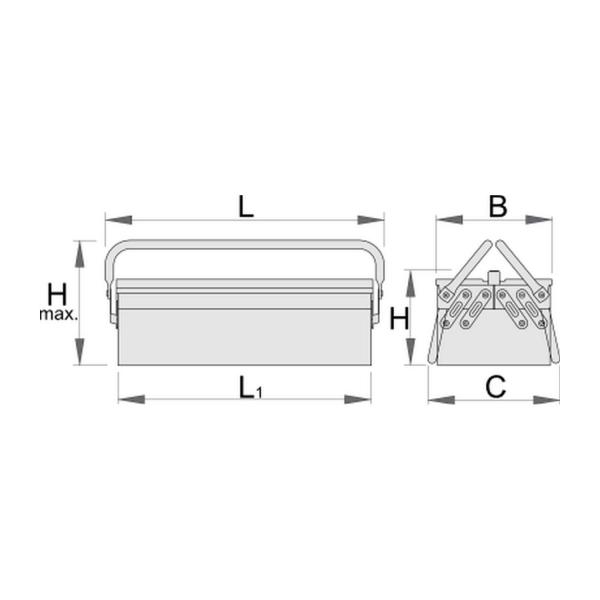 Метална кутия 3-разделна за инструменти Unior 914/3 - 460х210х235 mm