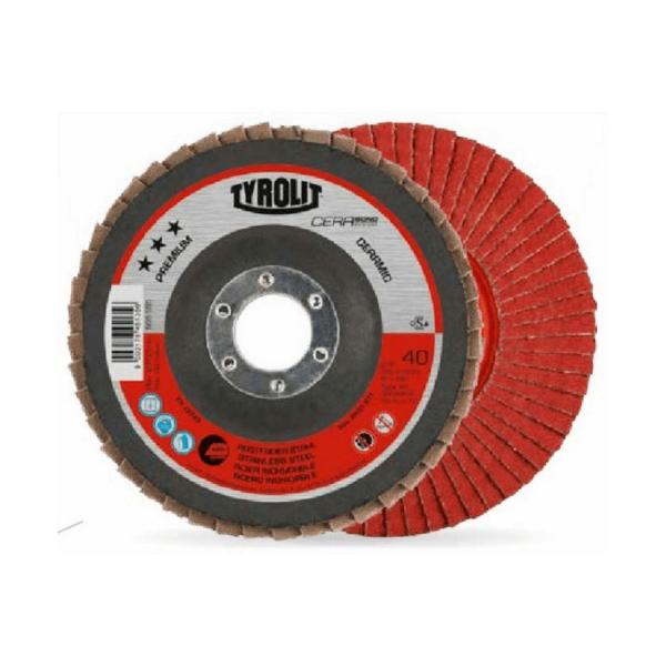 Ламелен диск за шлайфане на неръждаема стомана Tyrolit Premium Ceramic - ф 125х22.3 mm, P40 - 645137