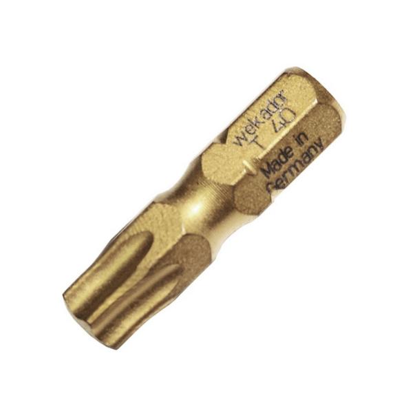 Накрайник бит TX Torx торсионен с покритие Wekador TX 40x25 mm, 1/4 inch 