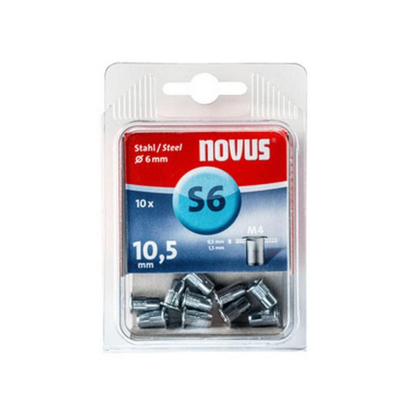 Гайка нит стоманена Novus - ф 6 mm, М4х10.5 mm, 10 бр. 