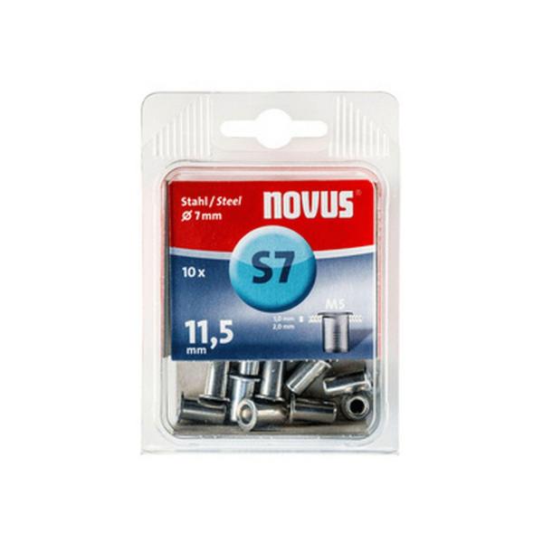 Гайка нит стоманена Novus - ф 7 mm, М5х11.5 mm, 10 бр. 