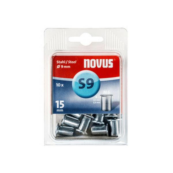Гайка нит стоманена Novus - ф 9 mm, М6х15 mm, 10 бр. 