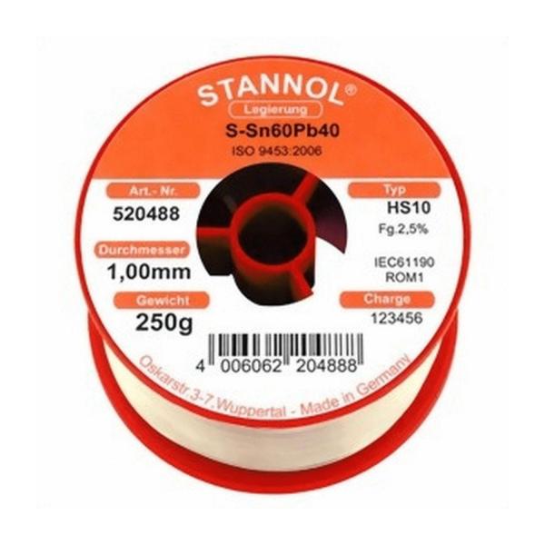 Тинол на ролка Stannol - 250 g, ф 1 mm, S-Sn60Pb40 HS10 