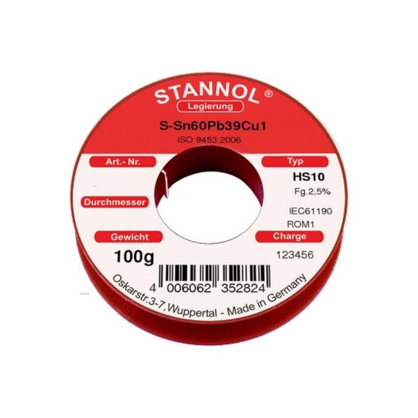 Тинол на ролка Stannol - 100 g, ф 1 mm, S-Sn60PbCu1 HS10 