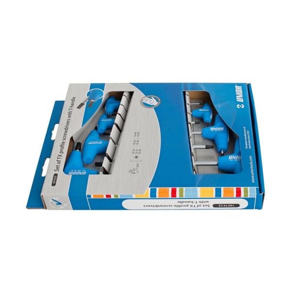 Комплект ключове с Тorx профил и Т-дръжка Unior 193 TCB, 607888 - T10-45 mm, 7 бр.
