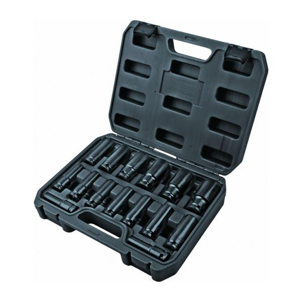 Комплект ударни удължени 6-стенни вложки Topmaster Pro - 1/2 inch, 10-32 mm, 15 бр