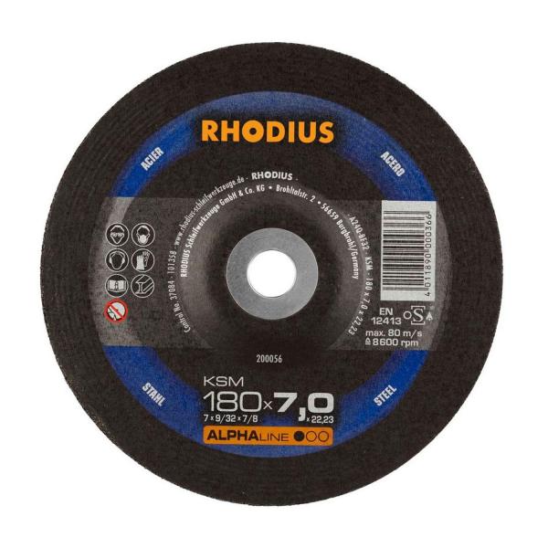 Карбофлексов диск за шлайфане на метал Rhodius KSM - ф 180х7х22.23 mm