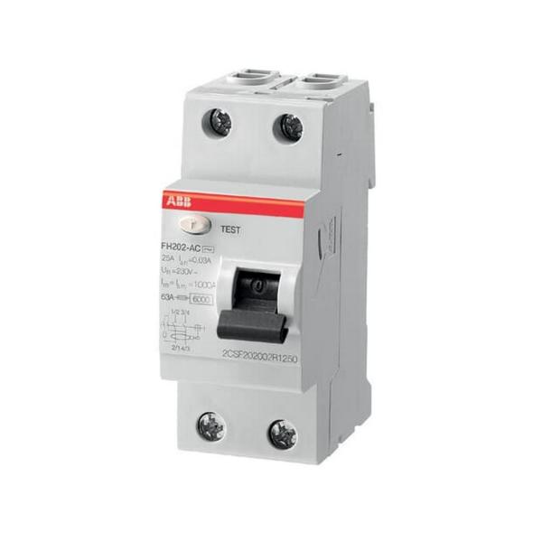 Дефектнотокова защита ABB FH202 A-63/0.03 – 2P, 63 A
