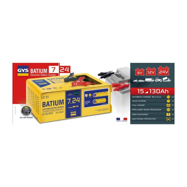Автоматично зарядно GYS Batium 7-24 – 6/12/24 V, 15–130 Ah
