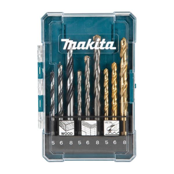 Комплект свредла за дърво, метал и камък Makita - ф5-8 mm, 9 бр