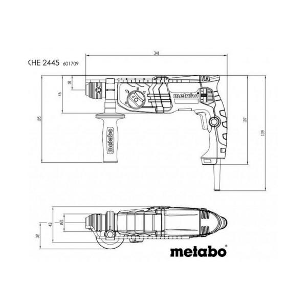 Перфоратор със SDS-Plus Metabo KHE 2445 Combi - 800 W, 2,4 J