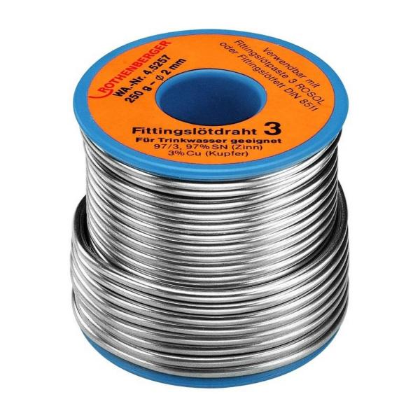 Мек припой за медни тръби мек Rothenberger Rosol S3 - 250 градуса, 0.25 kg-045255