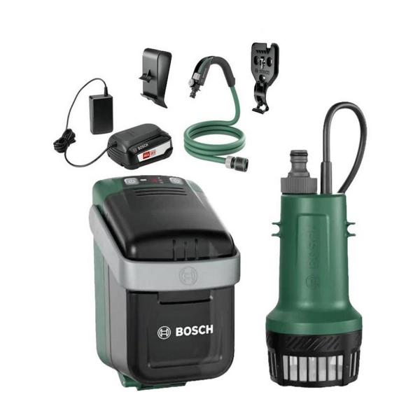 Акумулаторна потопяема помпа за дъждовна вода Bosch GardenPump 18 - 18 V, 2000 l/h, 17.5 m, 3/4 inch