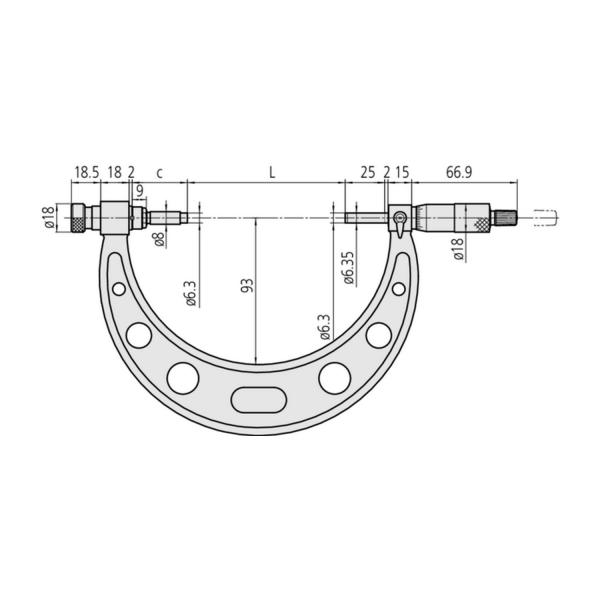 Микрометър със сменяема наковалня Mitutoyo серия 104, 0-50 mm, 0.01 mm