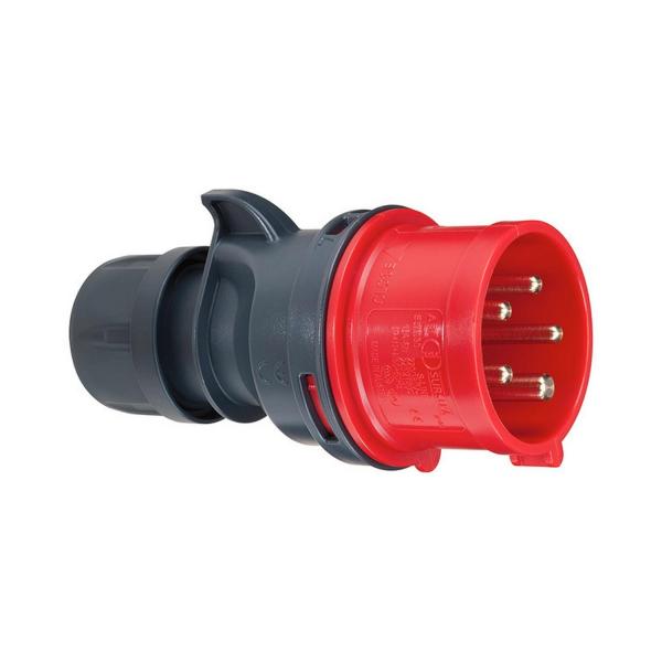 Индустриален трифазен червен евро щепсел ABL S42S30, CEE, 32A, 400V, 4P, IP44
