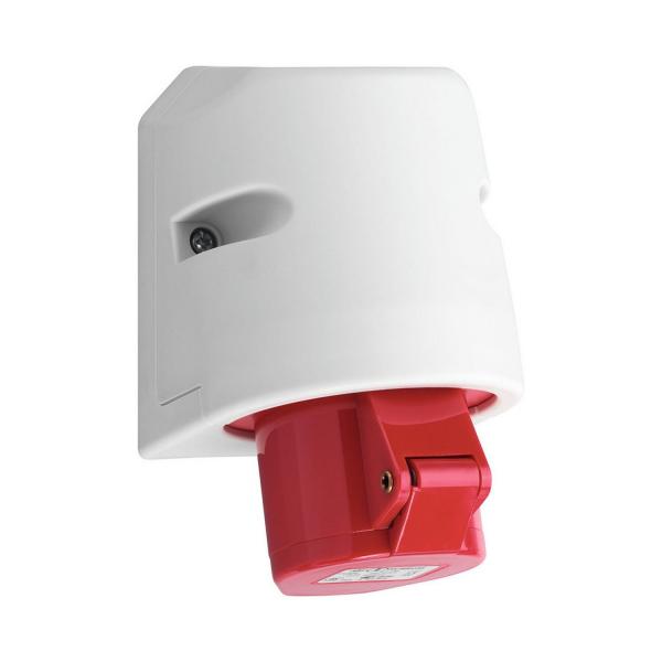 Индустриален трифазен червен евро контакт за стена ABL D42S31, CEE, 32A , 400V, 4P, IP44