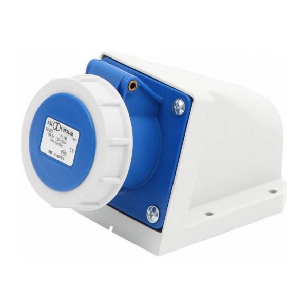 Индустриален монофазен син евро контакт за стена ABL D32S25, CEE, 32A ,230V, 3P, IP67