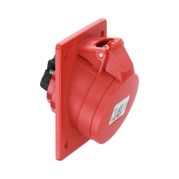 Индустриален трифазен червен наклонен евро контакт за панел ABL F52S320, CEE, 32A, 400V, 5P, IP44