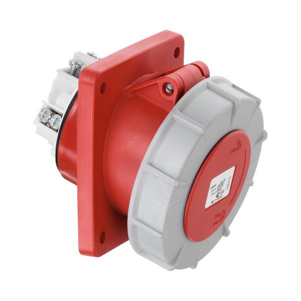Индустриален трифазен червен наклонен евро контакт за панел ABL F53S384, CEE, 63A, 400V, 5P, IP67