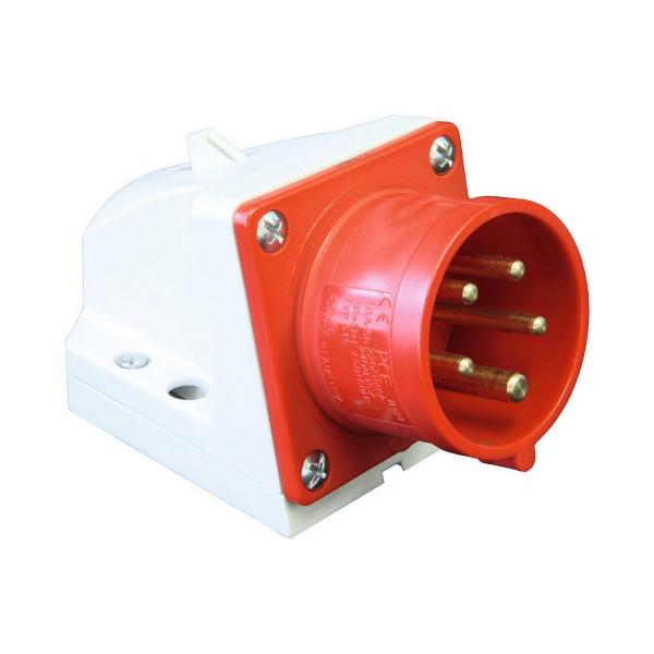 Индустриален трифазен червен евро щепсел за стена ABL G42S30, CEE, 32A , 400V, 4P, IP44