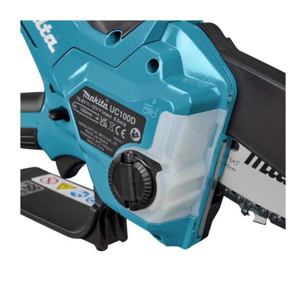 Акумулаторен верижен трион Makita UC100DWA – 12 V, 2 Ah, 10 cm, 0.325 Inch