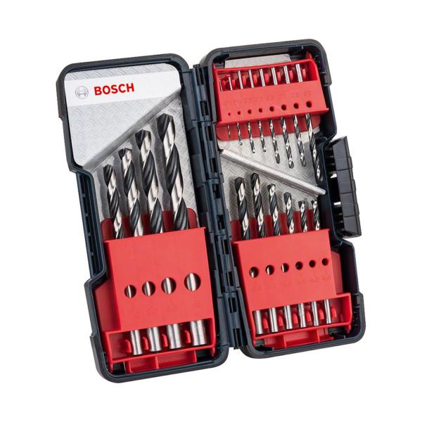 Комплект свредла за метал с цилиндрична опашка оксидирано Bosch PointTeQ - ф 1-10 mm, 18 бр.