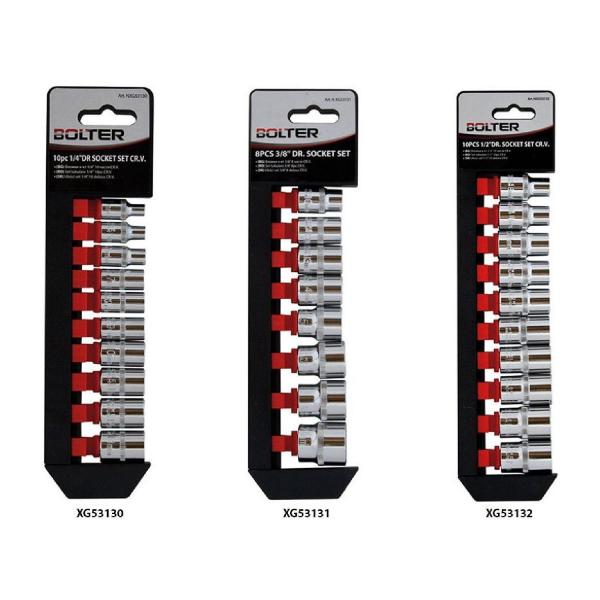Комплект вложки шестостен Bolter - 3/8 inch - 10, 11, 12, 13, 14, 15, 17, 19, 22, 24 mm - 8 броя
