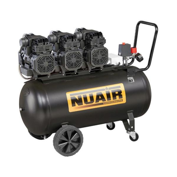 Безшумен безмаслен компресор Nuair Siltek TB 100T/4 HP - 3000 W, 330 l/min, 100 l, 8 bar