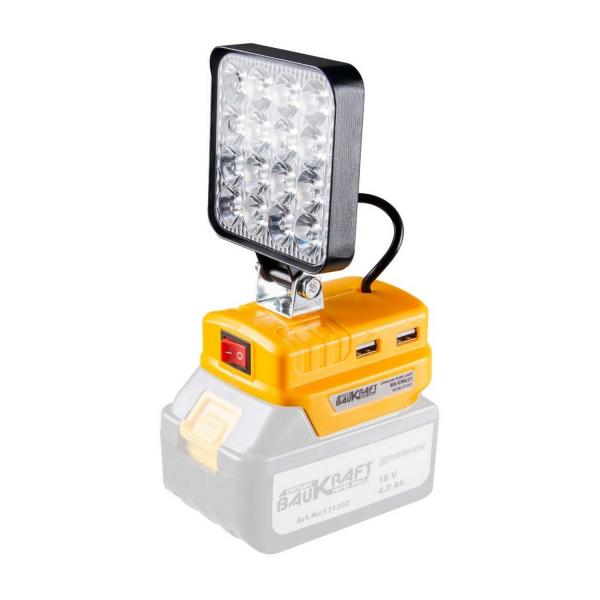 Акумулаторна LED лампа я 2 USB изхода Baukraft BK-CWL01 Solo, 18 V