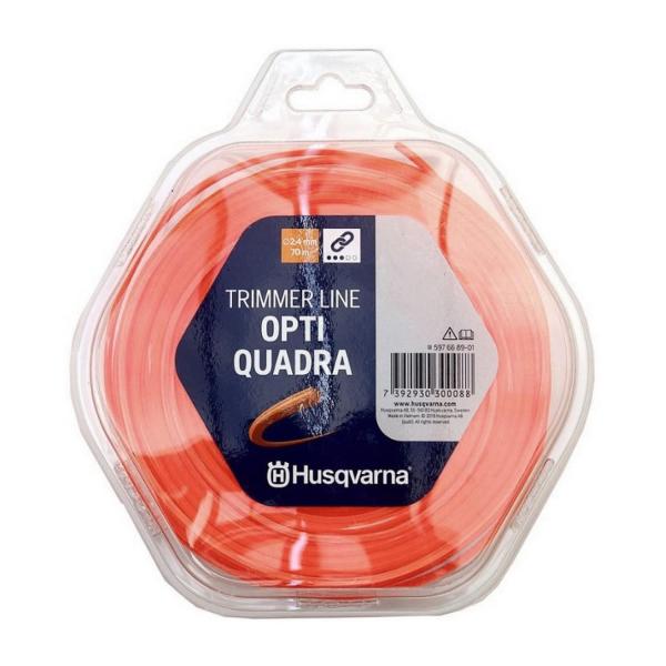 Квадратна оранжева корда за моторна коса Husqvarna Opti Quadra - 2.4 mm, 70 m