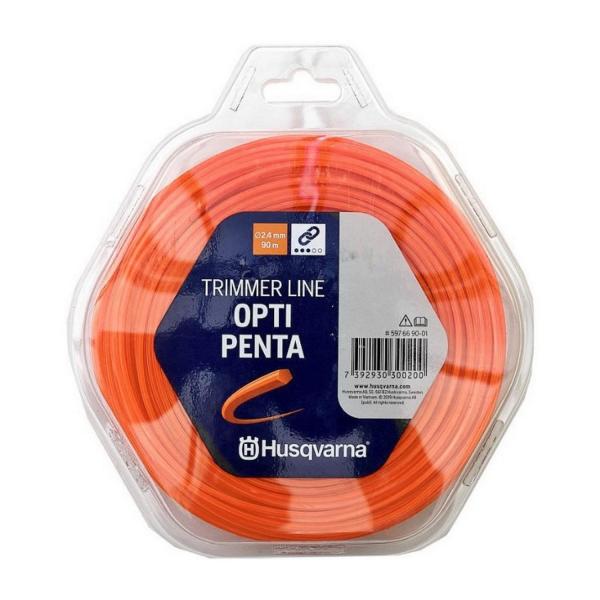 Петоъгълна оранжева корда за моторна коса Husqvarna Opti Penta - 2.4 mm, 90 m
